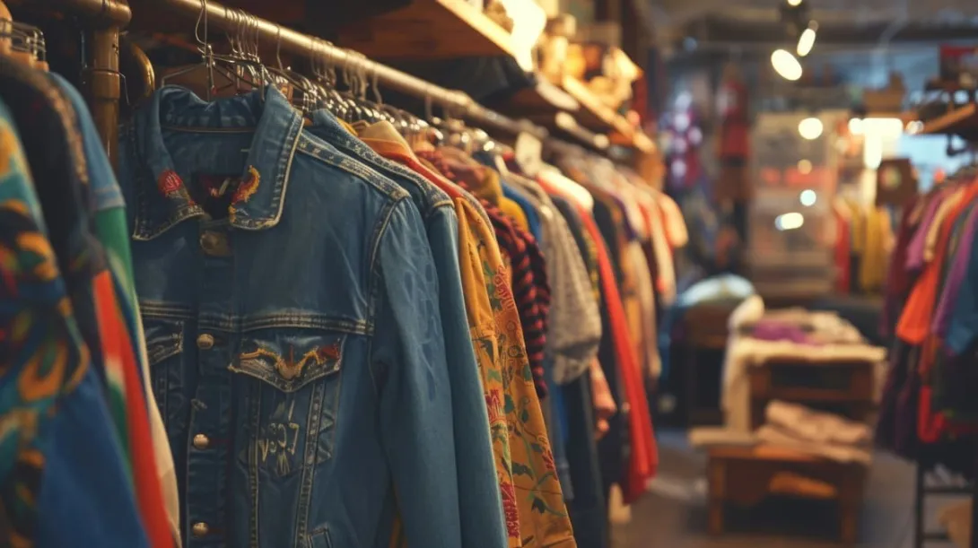 Roupas vintage organizadas em araras servem de inspiração de como abrir um brechó online.