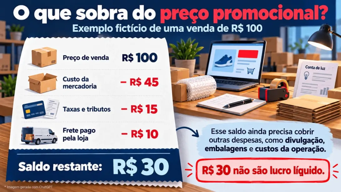 Infográfico detalhando os custos e a margem de lucro real na black week.