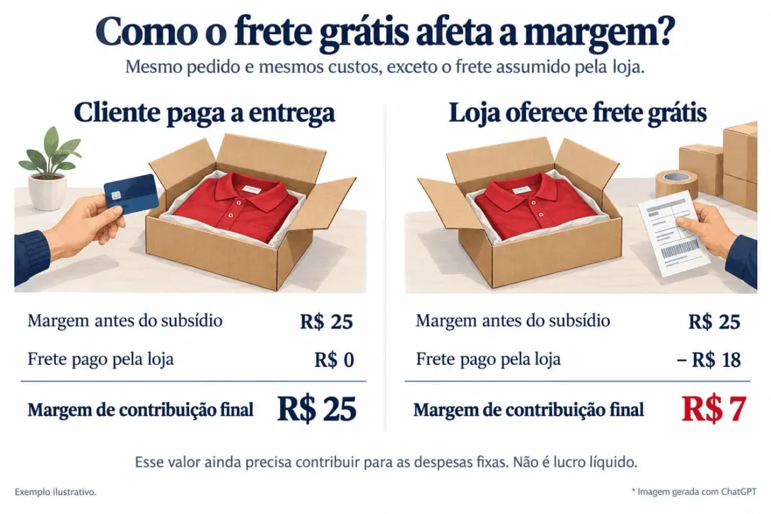 Infográfico explicando o impacto do frete grátis em como fazer precificação de produtos.
