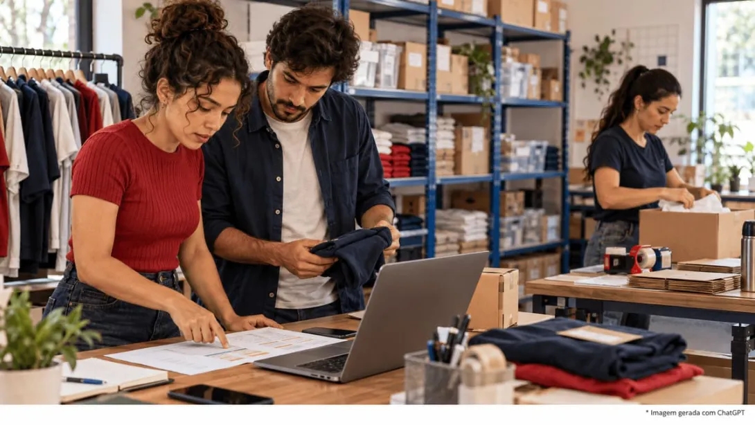 Profissionais a analisar dados de inventário e vendas para o planejamento de S&OP.